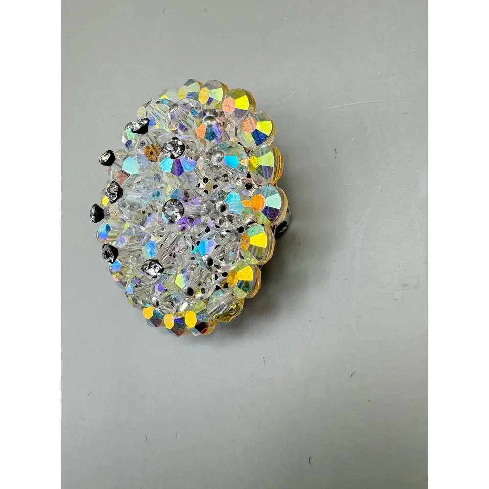 Vintage Aurora Borealis Crystal Brooch Pin